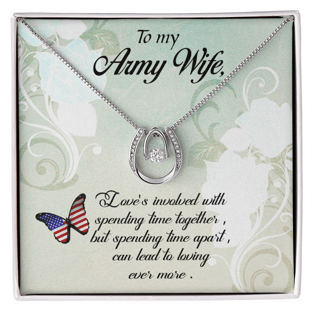 Army Wife Loving More Lucky Horseshoe Necklace Standard Box